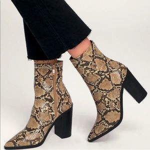 Lulu's Shoes Essex Tan Snake Mid-Calf Booties